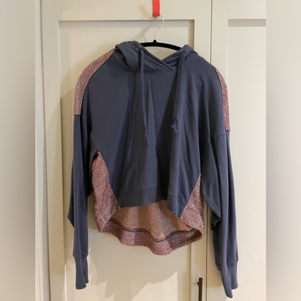 Saturday Sunday by Anthropologie Navy/Burgandy Tweed Hoody Size M